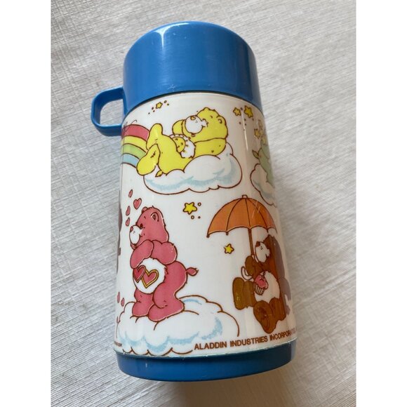 Vintage Aladdin Industries Care Bears Blue Thermos Plastic - Picture 1 of 16